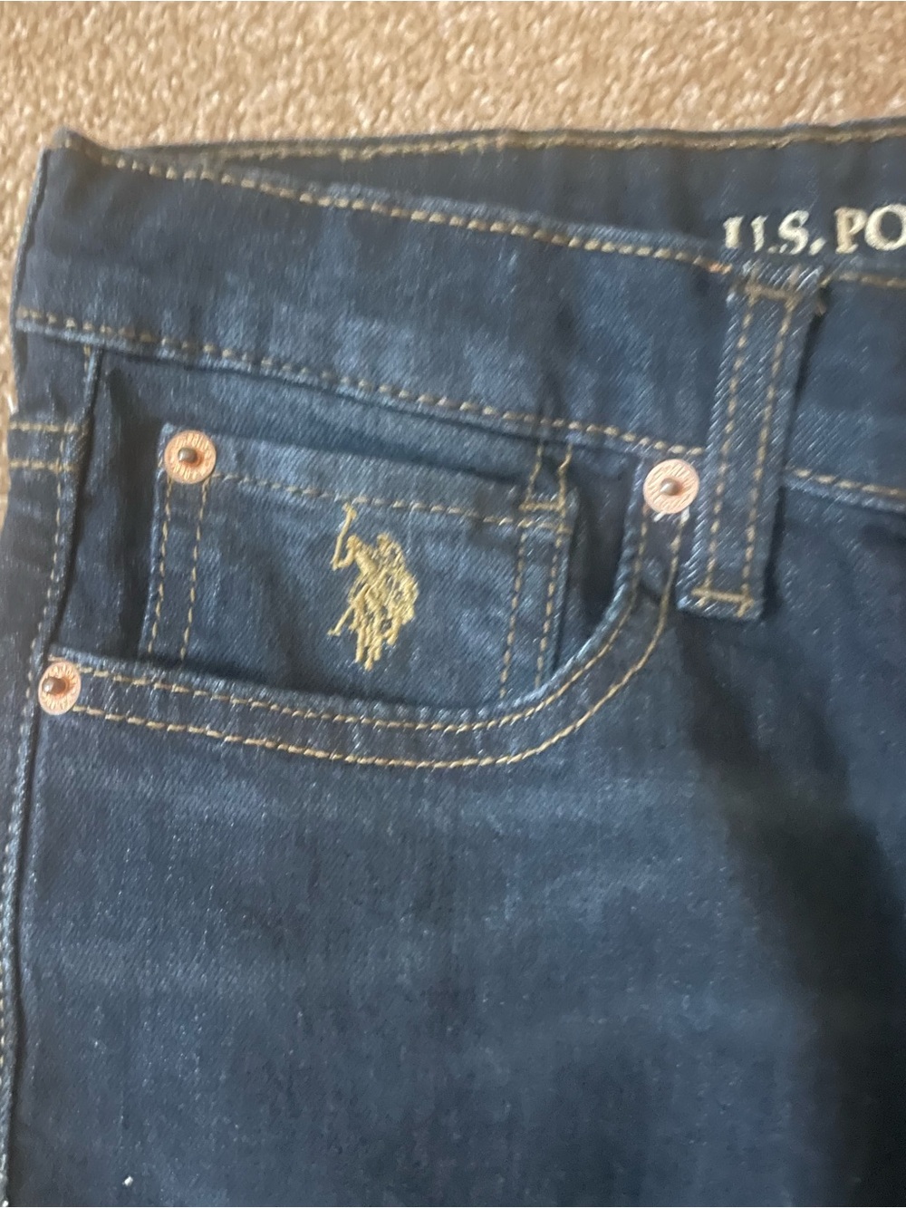 U.S. Polo Assn. Navy Blue Kids Jeans with Gold Embroidered Logo